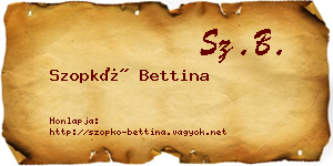 Szopkó Bettina névjegykártya